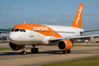 Lietadlo easyJet Airbus A320 na letisku Londýn Gatwick