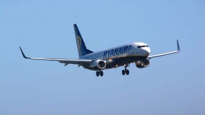 Lietadlo Ryanair krátko pred pristátím